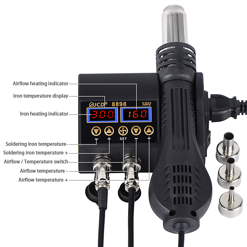 2 в 1 750 Вт термофена с цифро – обзор и цена Smd Rework Station Hot Air Soldering 2 In 1